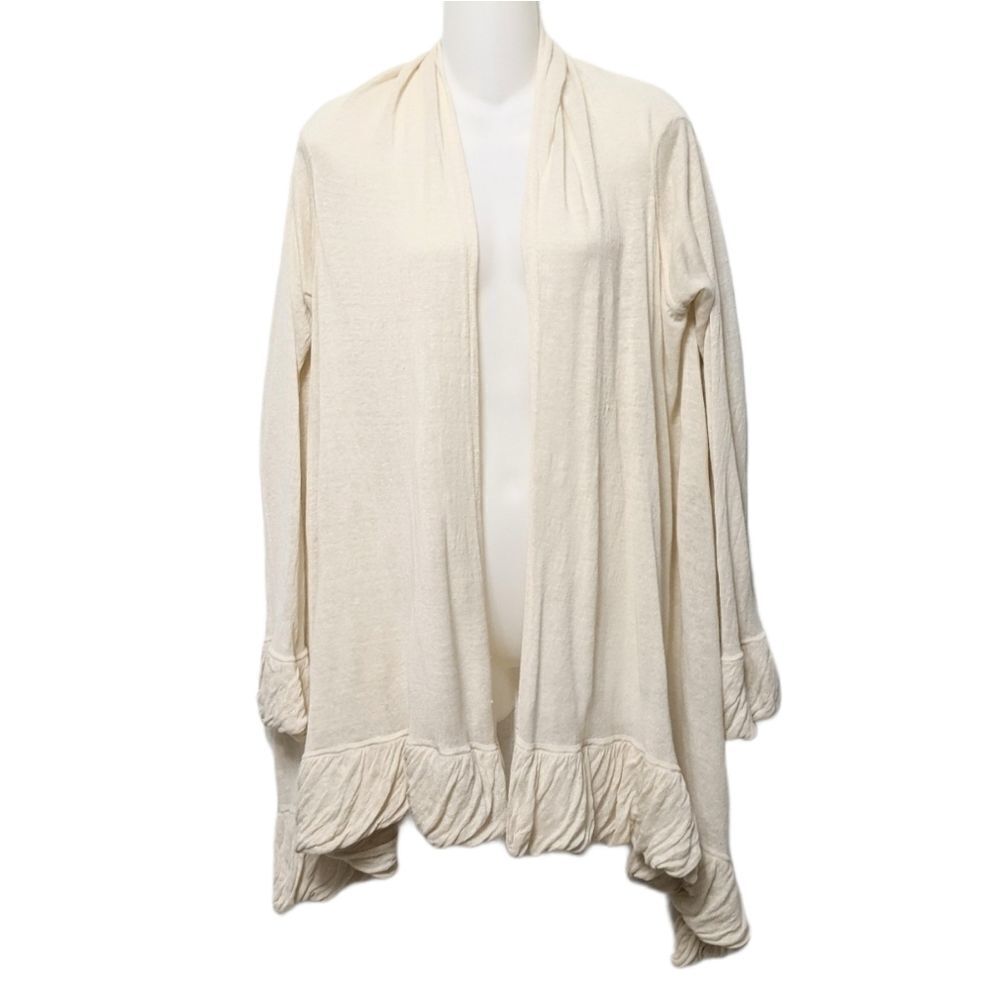 SPIEGELย Cream Linen OpenโFront CardiganโS